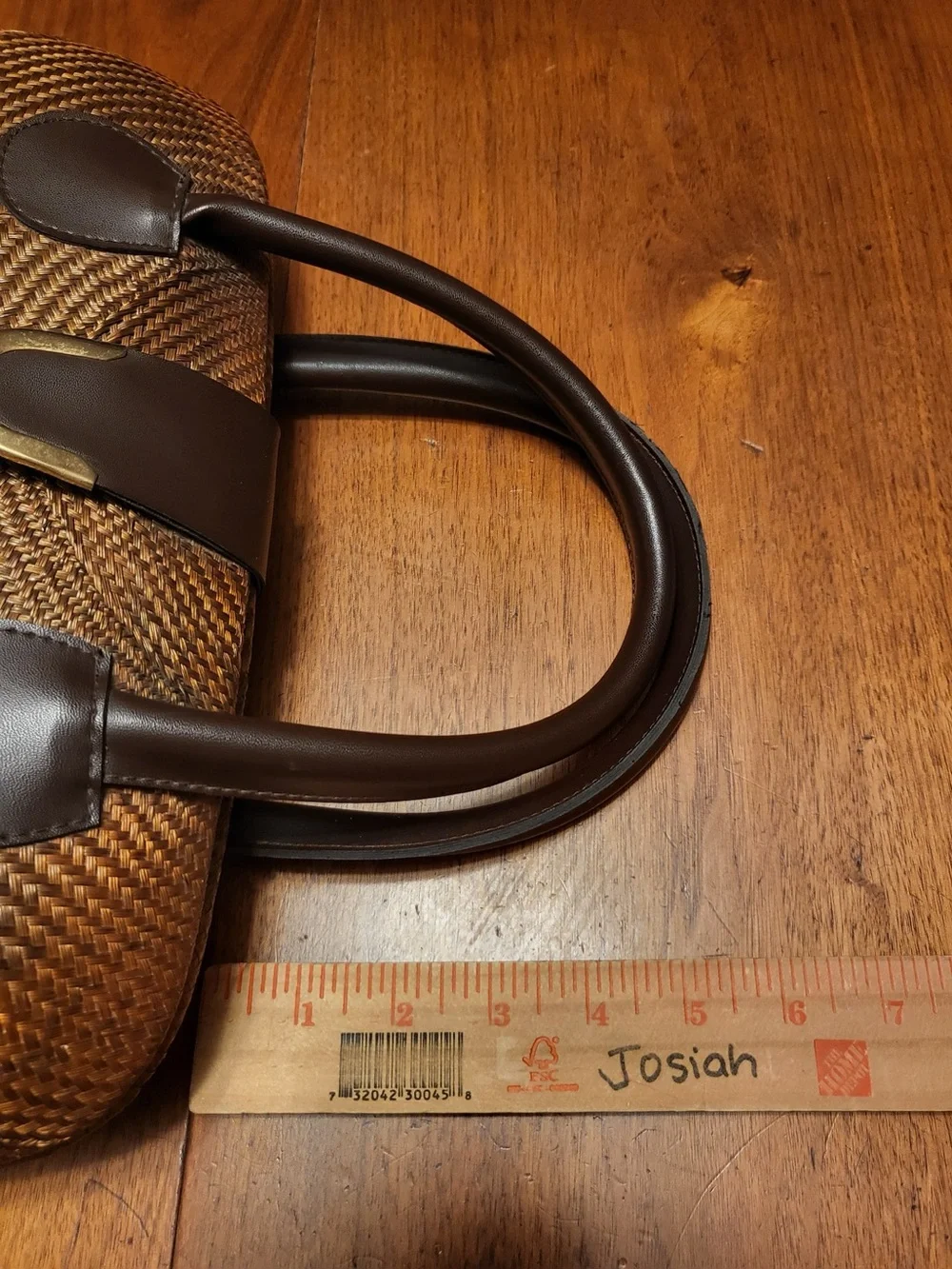 Handwoven Buri Palm NWOT Top Handle Bag • Made in Philippines • Brown Structured